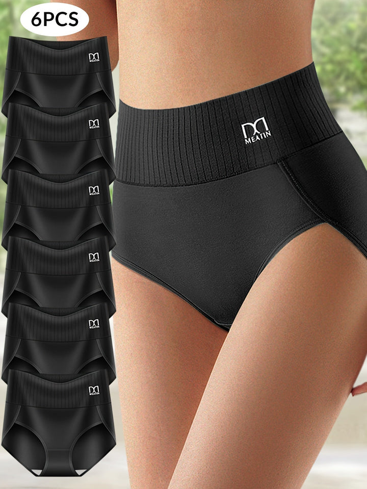 Shaplex | 6-pack Breathable & Comfortable High-Waisted Panties with Tummy Support