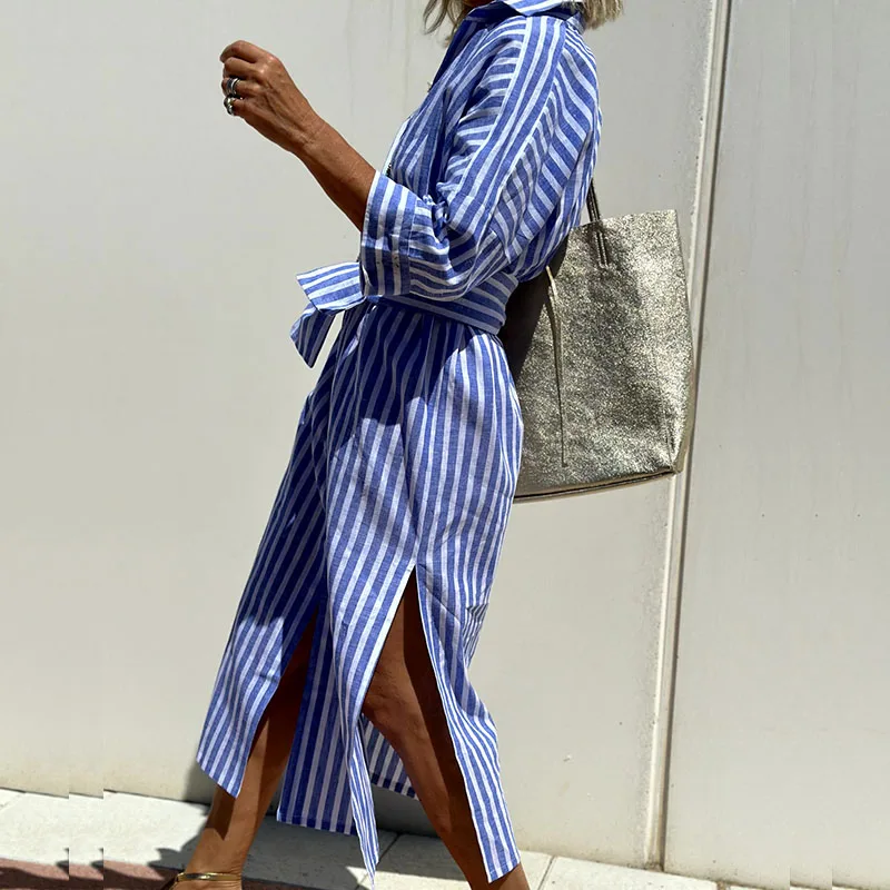 Vivian |  Elegant striped shirt dress