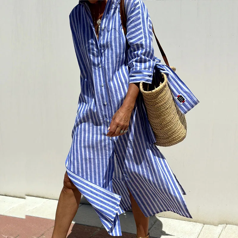 Vivian |  Elegant striped shirt dress