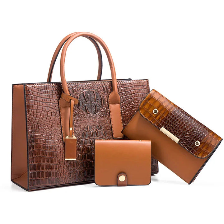 Ella™ | Luxurious Crocodile-Patterned Handbag Set