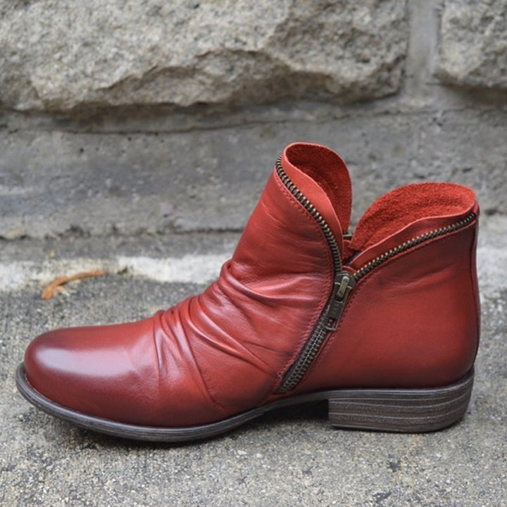 Amelia | Leather Boots with Zipper