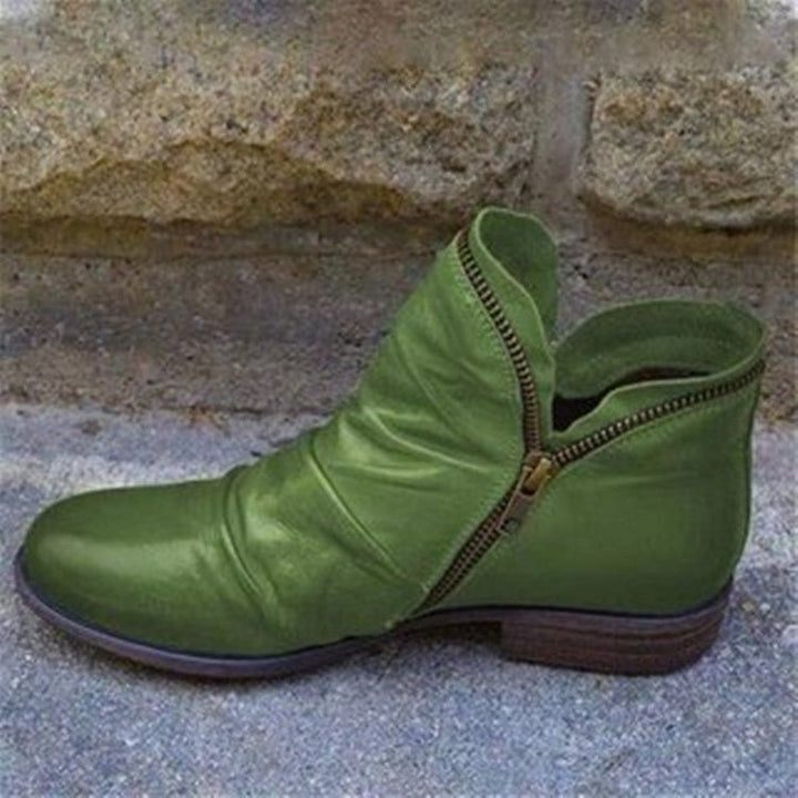 Amelia | Leather Boots with Zipper