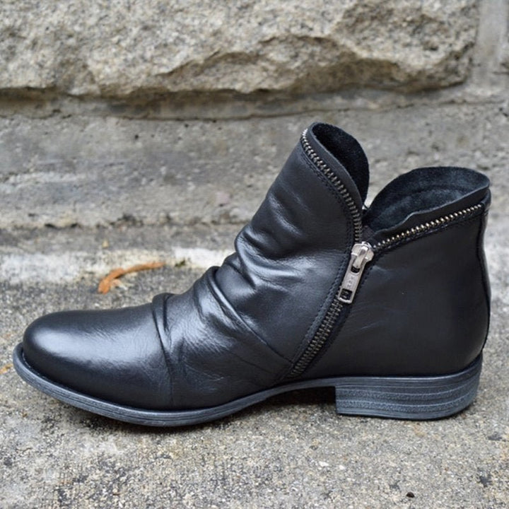 Amelia | Leather Boots with Zipper