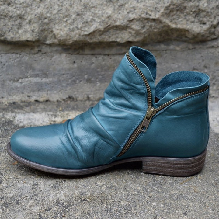 Amelia | Leather Boots with Zipper