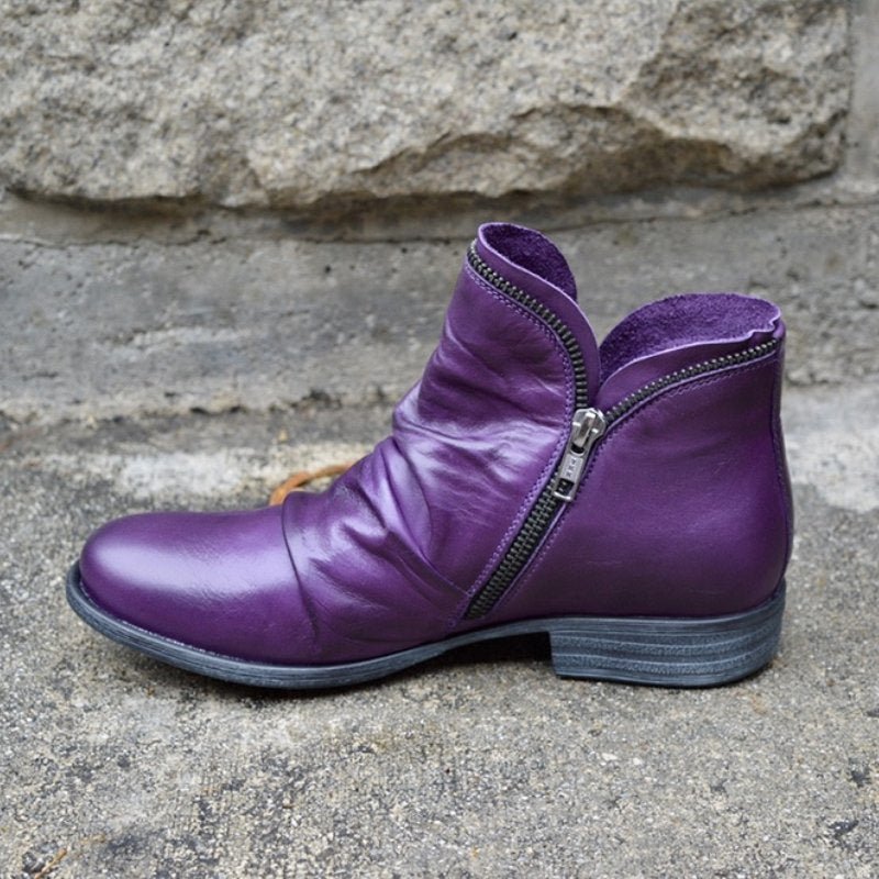 Amelia | Leather Boots with Zipper