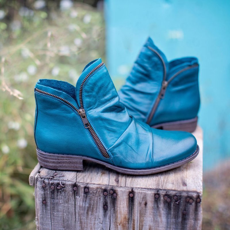 Amelia | Leather Boots with Zipper